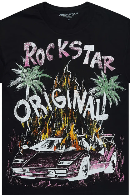 Axrian Black/Pink Oversized Graphic T-Shirt