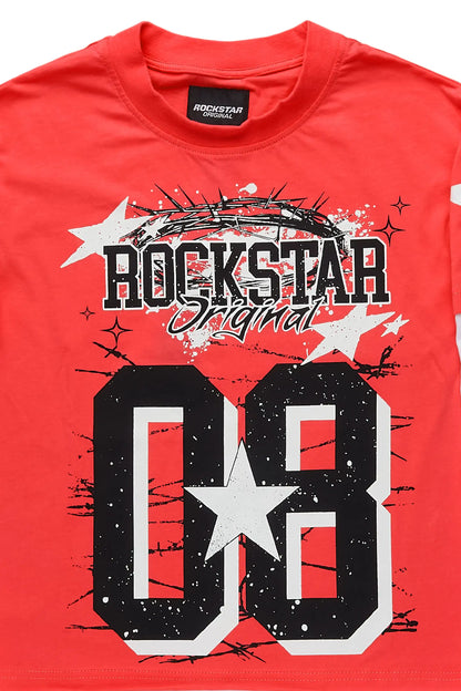 Boys Allstar Red/White Double Layer L/S Graphic T-Shirt