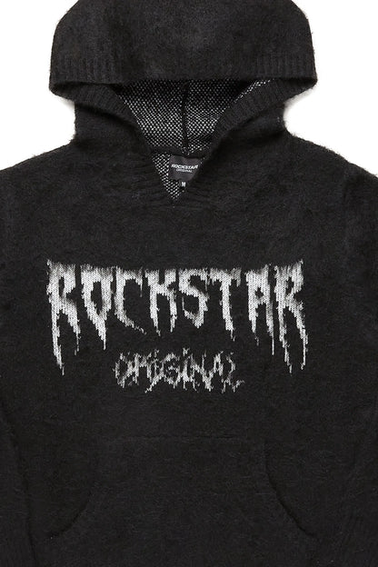 Andreas Black Graphic Knit Hoodie
