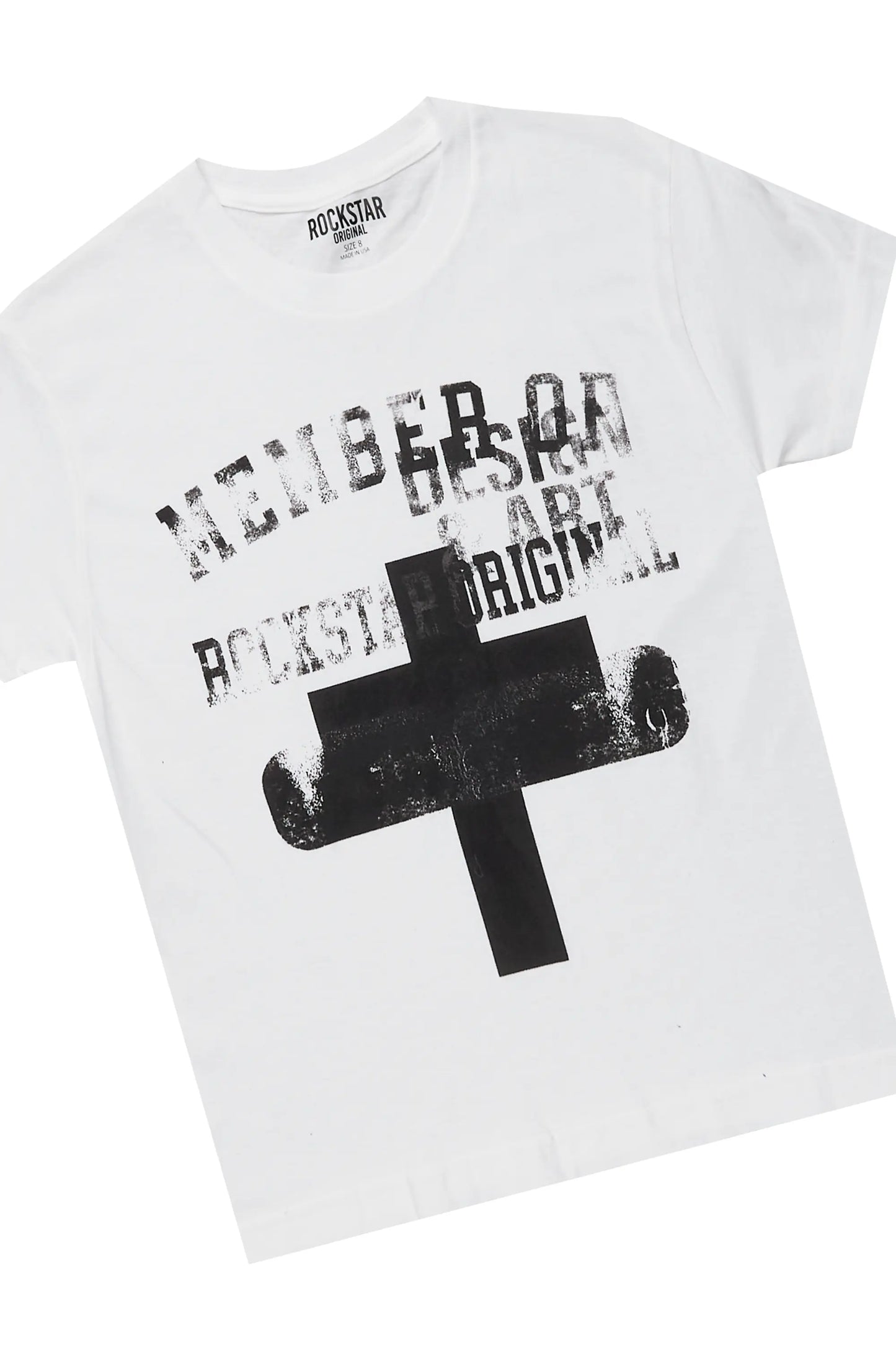 Boys Alaric Grey/White T-Shirt/Stacked Flare Jean Set