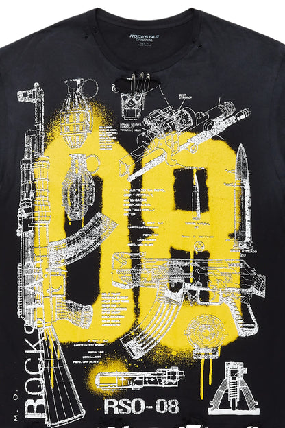 Atsen Black Oversized Graphic T-Shirt