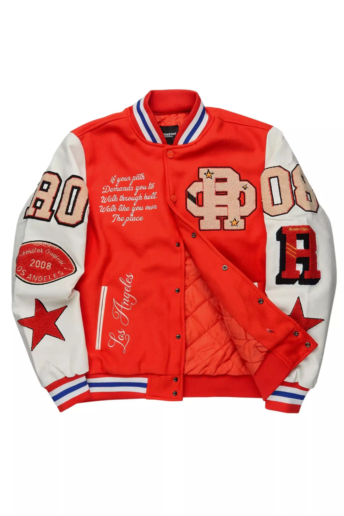 Adrienne Orange Oversized Varsity Jacket