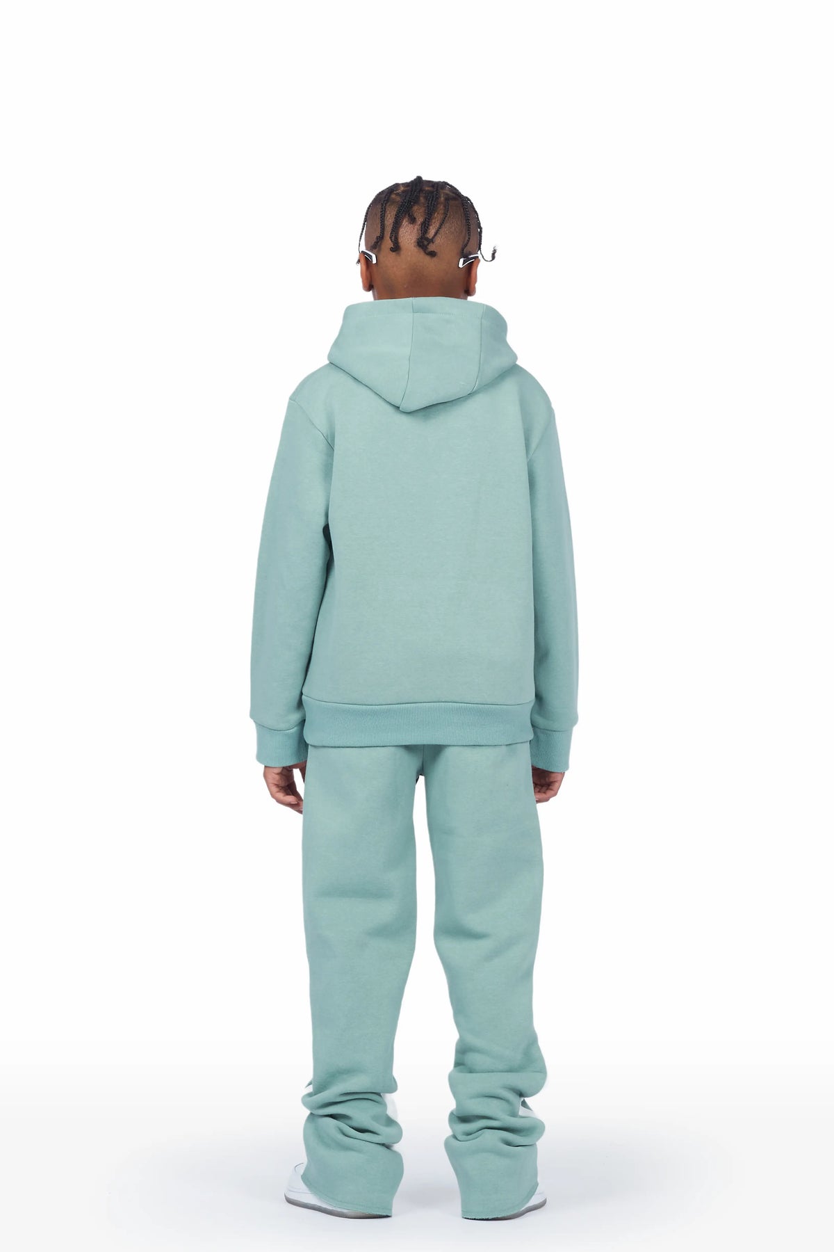 Boys Art Dist. Sage/White Hoodie Stacked Flare Track Set