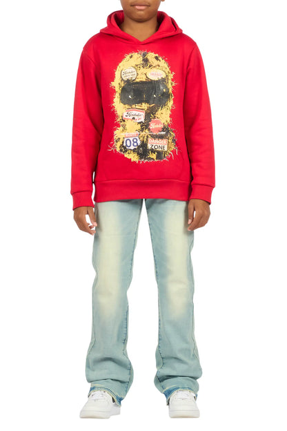 Boys Aylan Red Hoodie Stacked Jean Set
