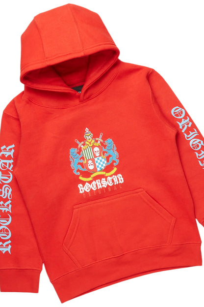 Boys Barren Red Hoodie/Stacked Flare Jean Set