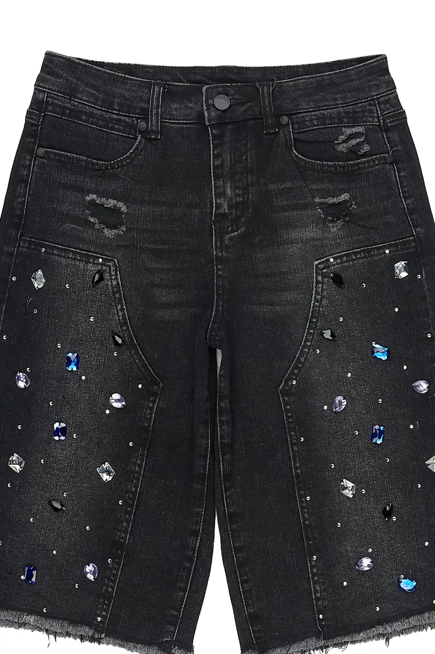 Boys Allex Black Rhinestone Baggy Jort