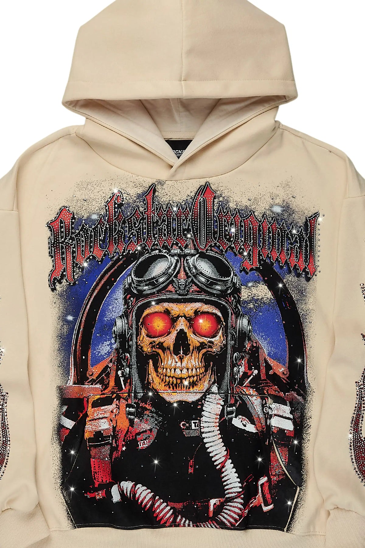 Airhart Beige Rhinestone Oversized Hoodie
