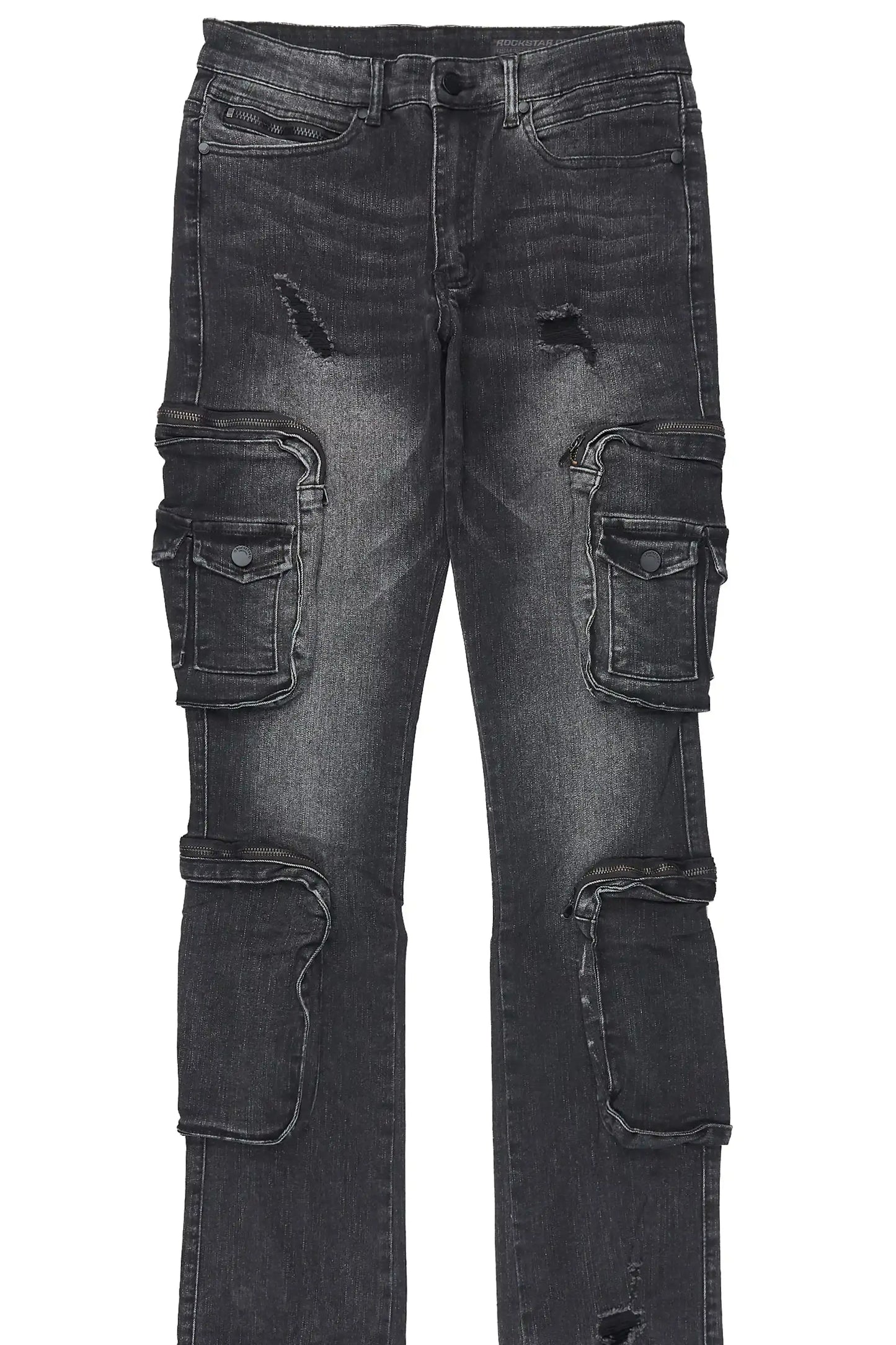 Allen Dark Grey Super Stacked Flare Jean
