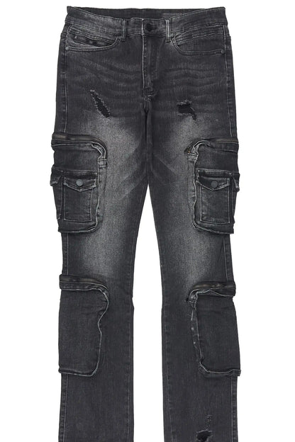 Allen Dark Grey Super Stacked Flare Jean
