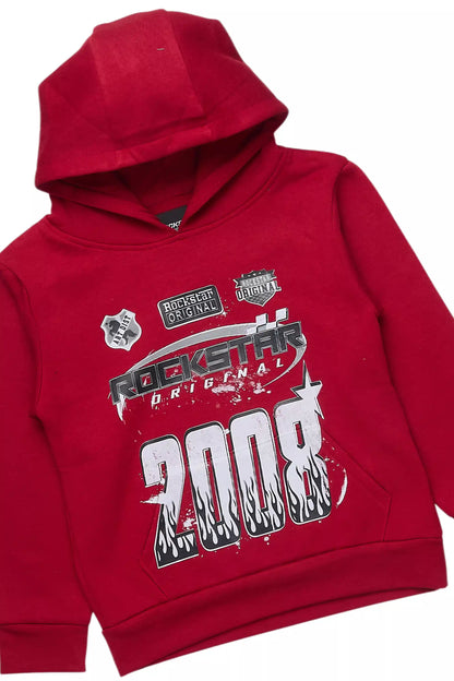 Boys Amos Burgundy Hoodie Short Set