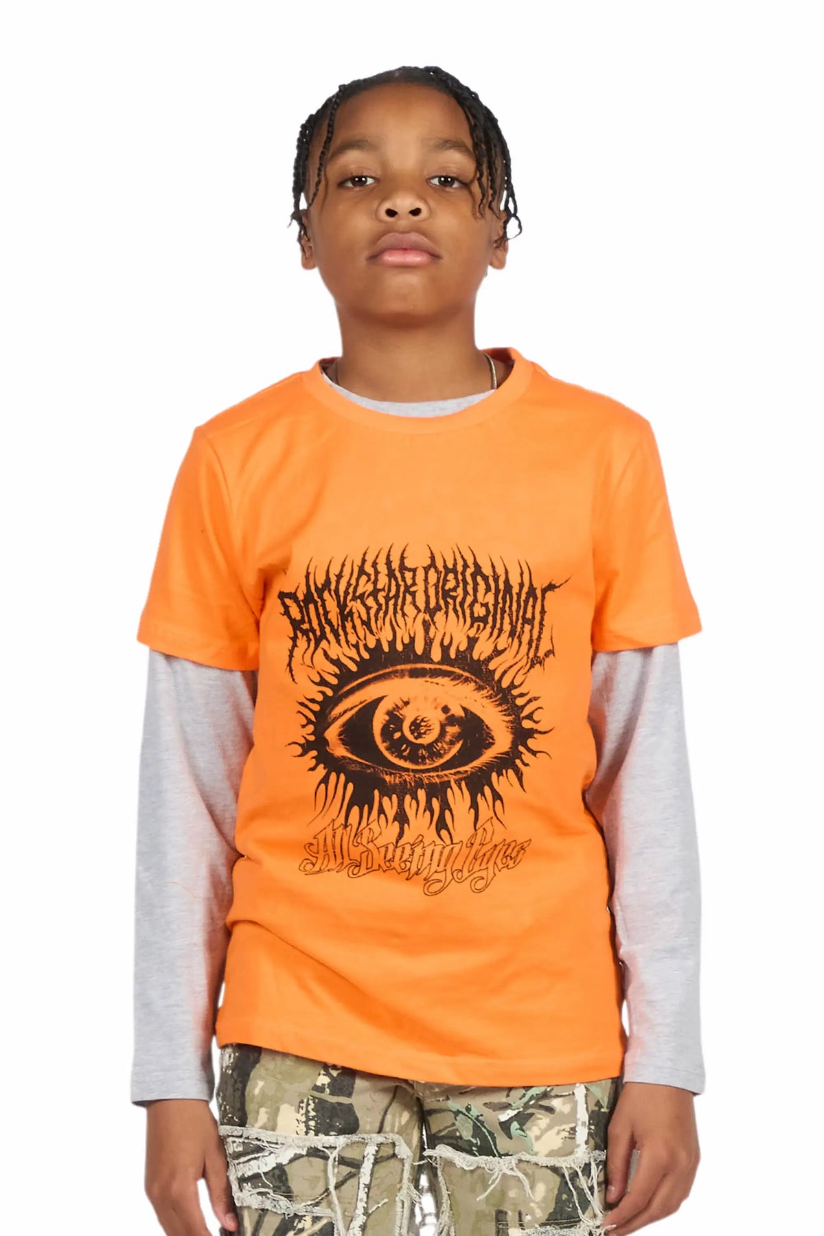 Boys All Eyes Orange Graphic T-Shirt