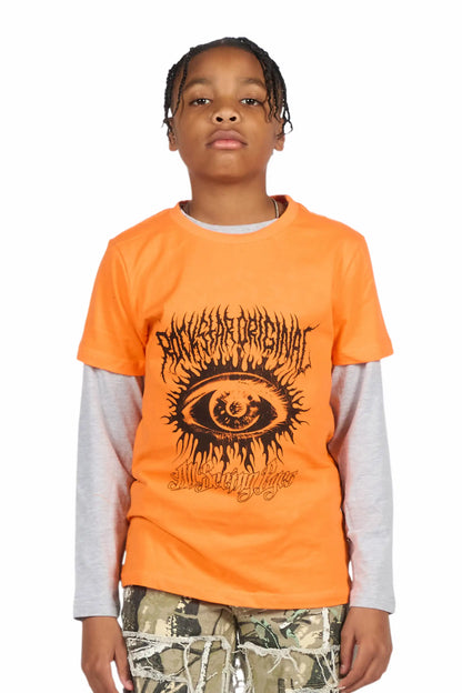 Boys All Eyes Orange Graphic T-Shirt