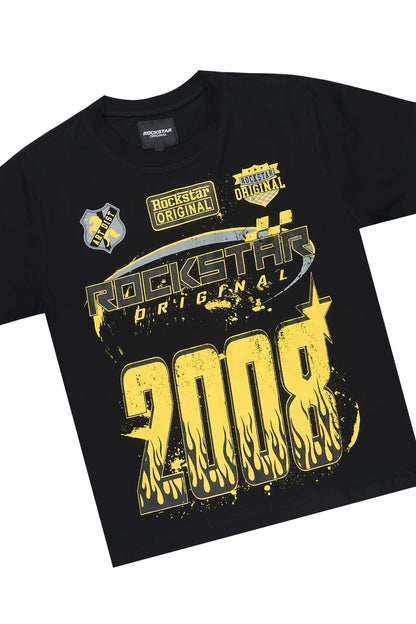 Boys Amos Black/Yellow T-Shirt/Stacked Baggy Pant Set