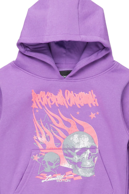 Boys Anesso Purple Graphic Hoodie