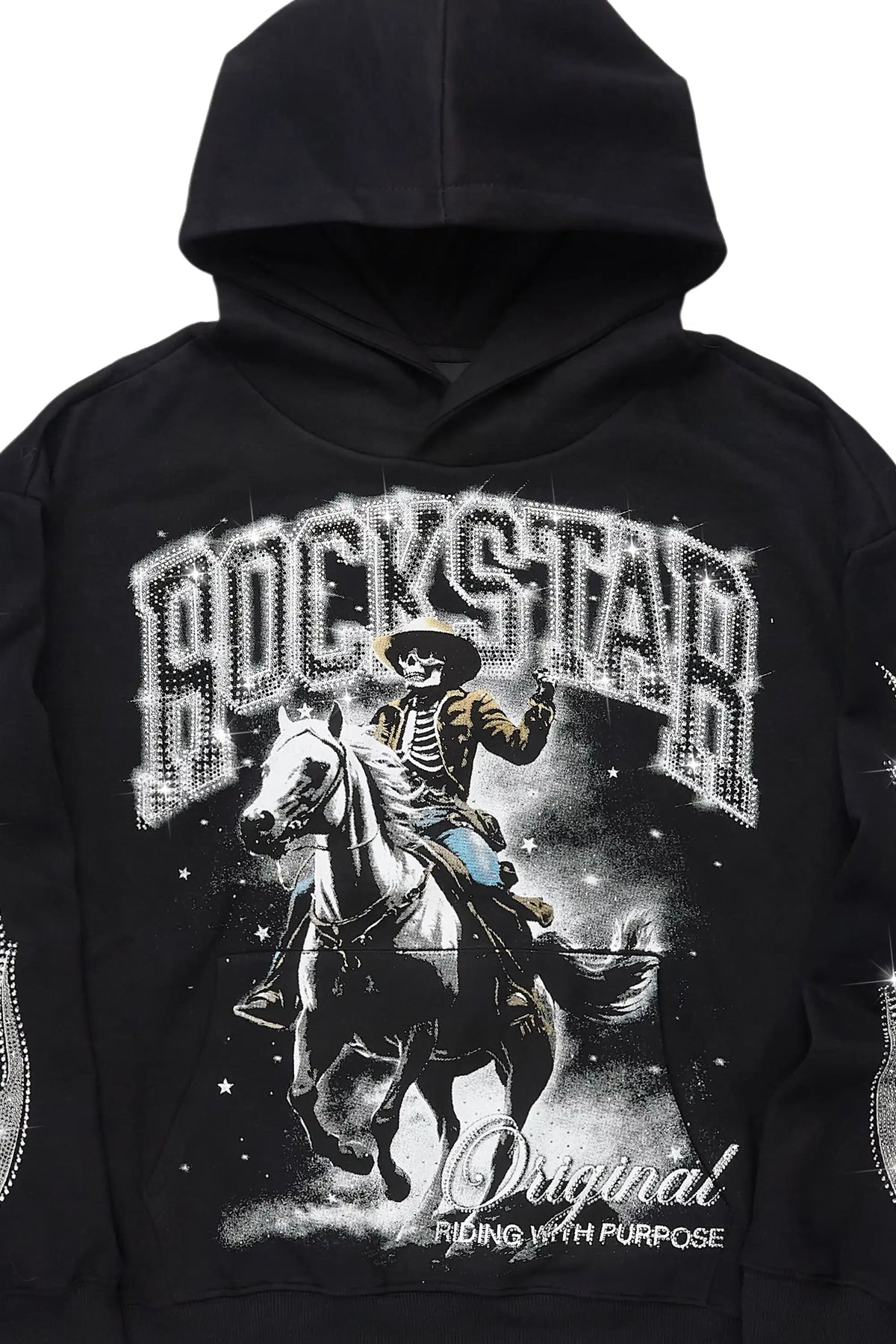 Ahnarie Black Rhinestone Hoodie