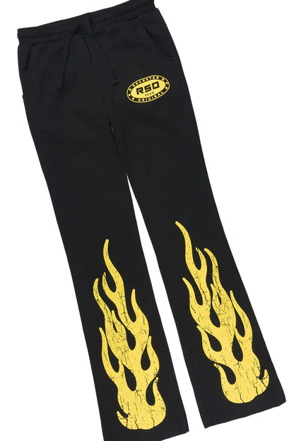 Boys Amos Black/Yellow T-Shirt/Stacked Baggy Pant Set