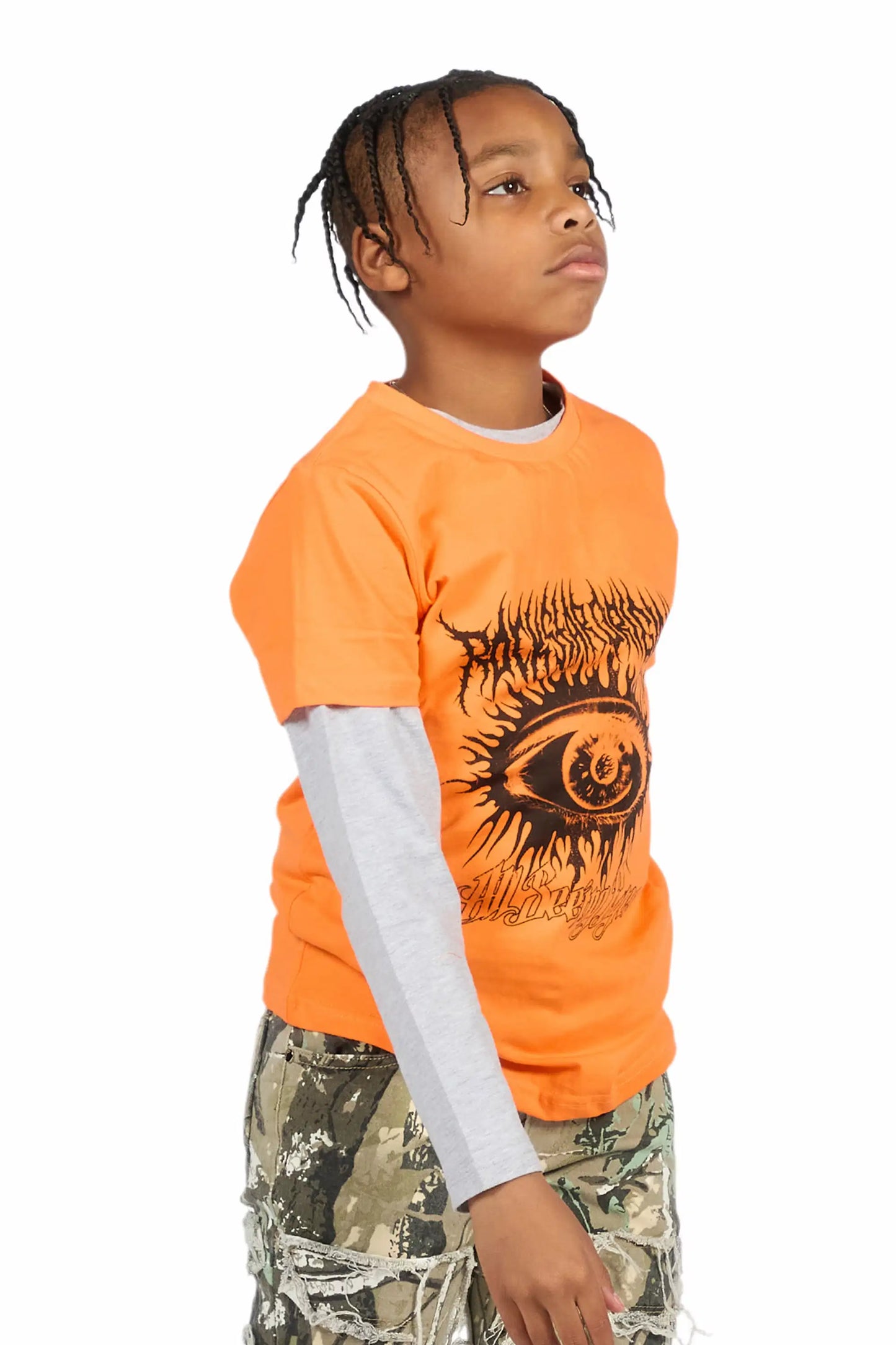 Boys All Eyes Orange Graphic T-Shirt