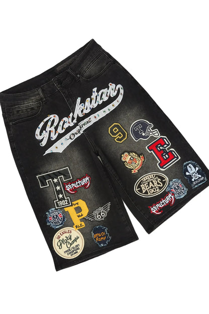 Bautista Black Graphic T-Shirt Denim Jort Set