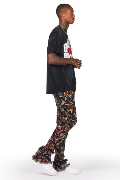 Ayami Black Slim Tapestry Flare Jean