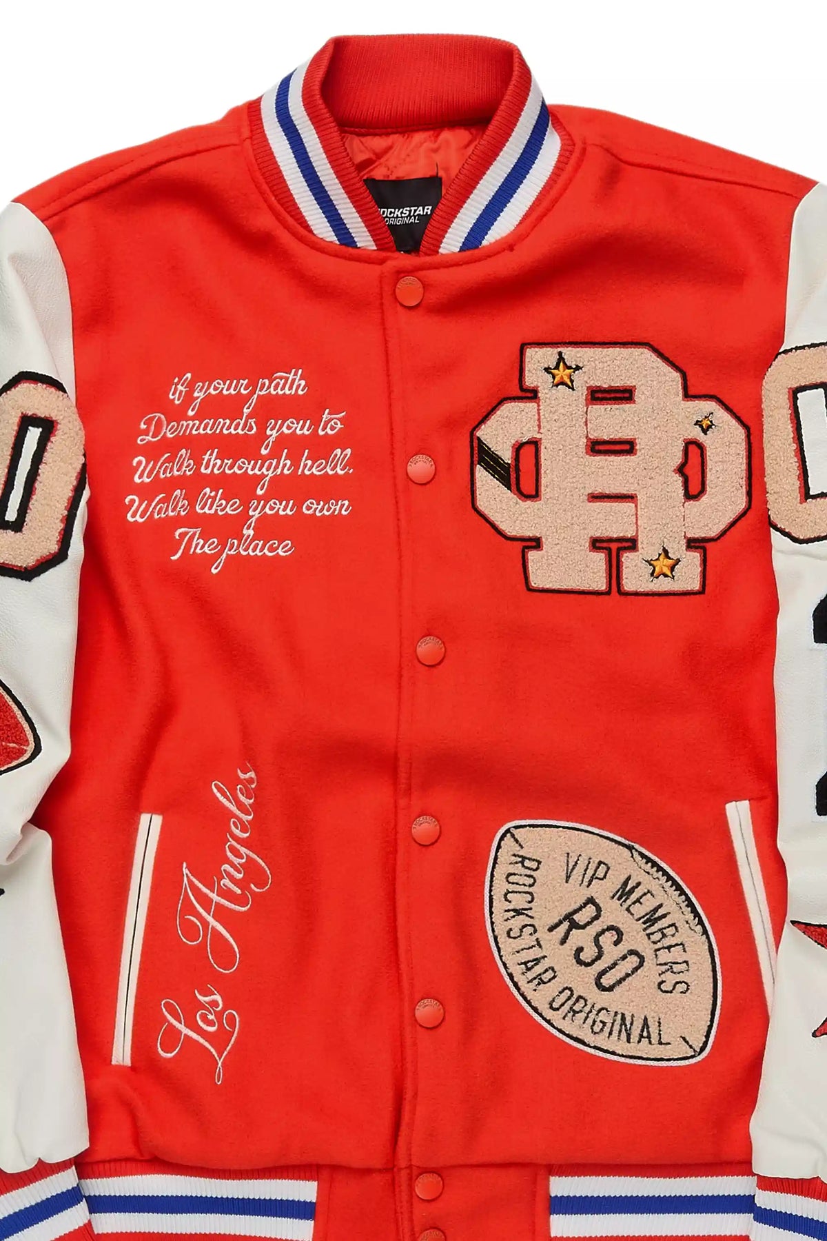 Adrienne Orange Oversized Varsity Jacket