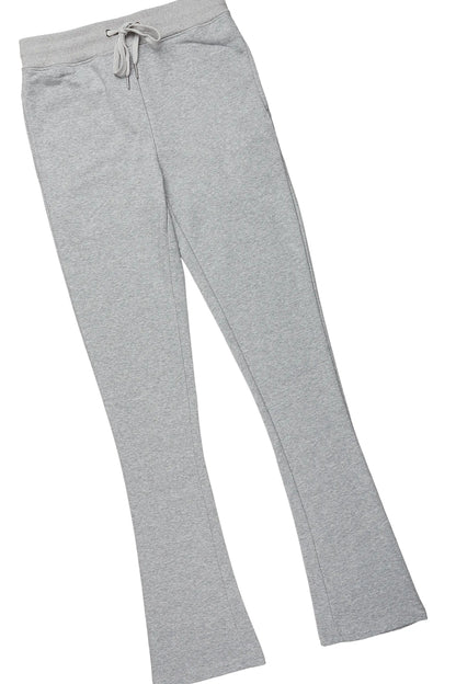Basic Heather Grey T-Shirt/Stacked Track Pant Set