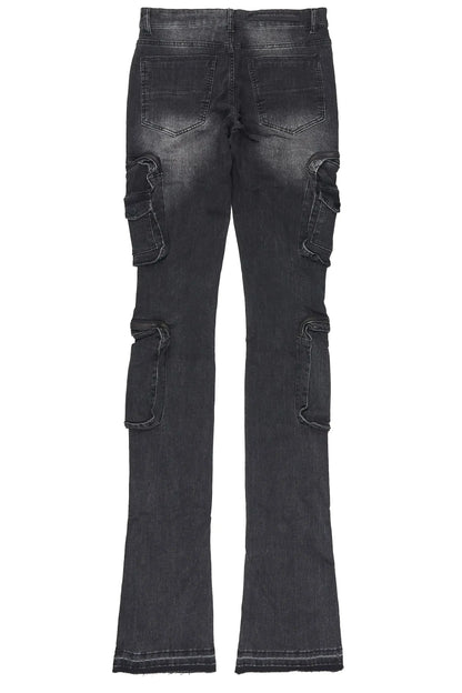 Allen Dark Grey Super Stacked Flare Jean