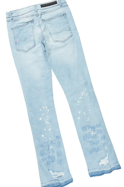 Beno White Long Sleeve/Stacked Flare Jean Set