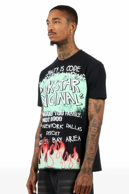 Beno 2.0 Black Oversized Graphic T-Shirt