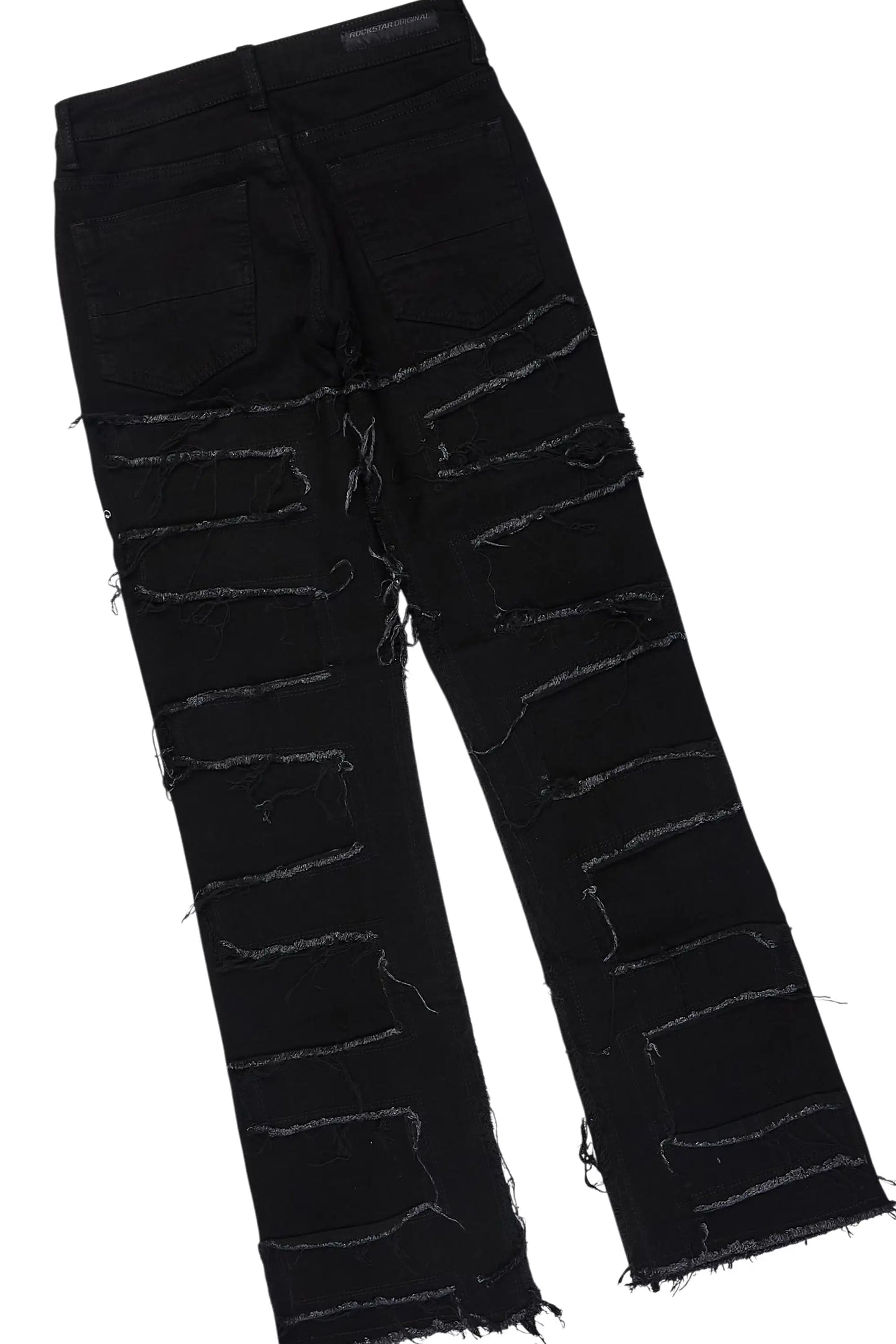 Boys Amina Black Hoodie & Shake Black Stacked Jean Set