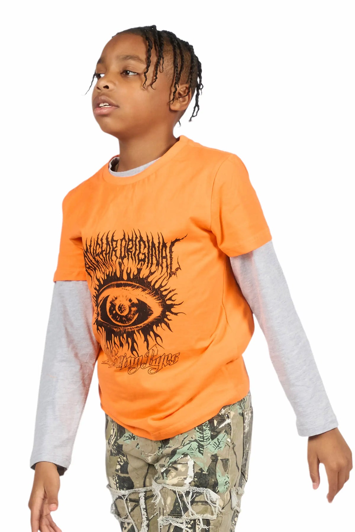 Boys All Eyes Orange Graphic T-Shirt