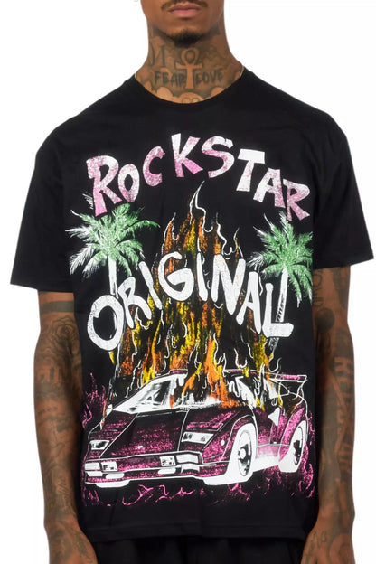 Axrian Black/Pink Oversized Graphic T-Shirt