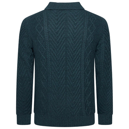 Crew Clothing Company Cable Knit Button Neck Jumper