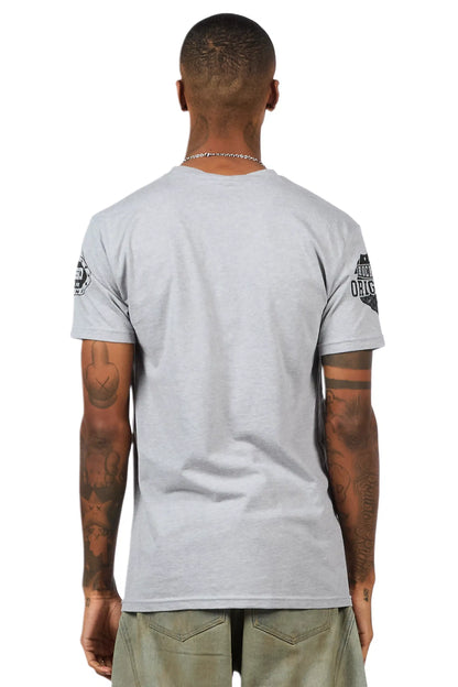 Amos 2.0 Heather Grey/Black Graphic T-Shirt
