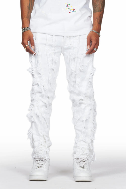 Achilles White Raw Edge Skinny Fit Jean