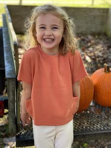 Fiona Girlsâ Pumpkin Short Sleeve Sweater - Select Size