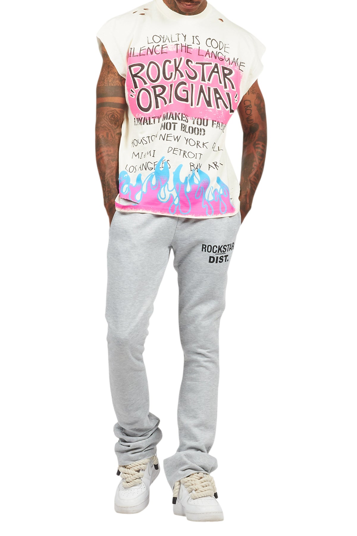 Beno Beige Graphic Muscle T-Shirt