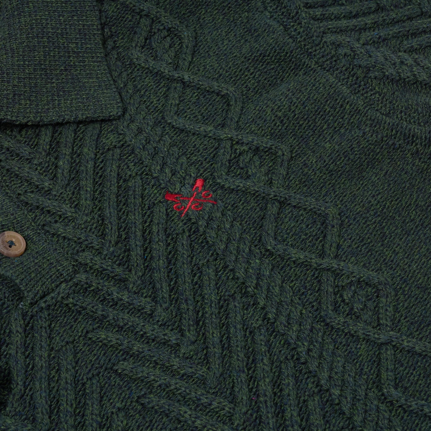 Crew Clothing Company Cable Knit Button Neck Jumper