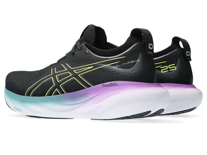 Asics Womens Gel Nimbus 25 Wide - Black/Glow Yellow (1012B437-004)