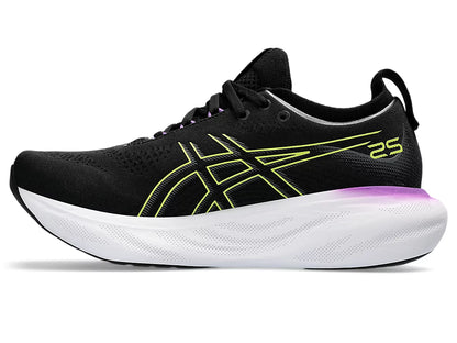 Asics Womens Gel Nimbus 25 Wide - Black/Glow Yellow (1012B437-004)