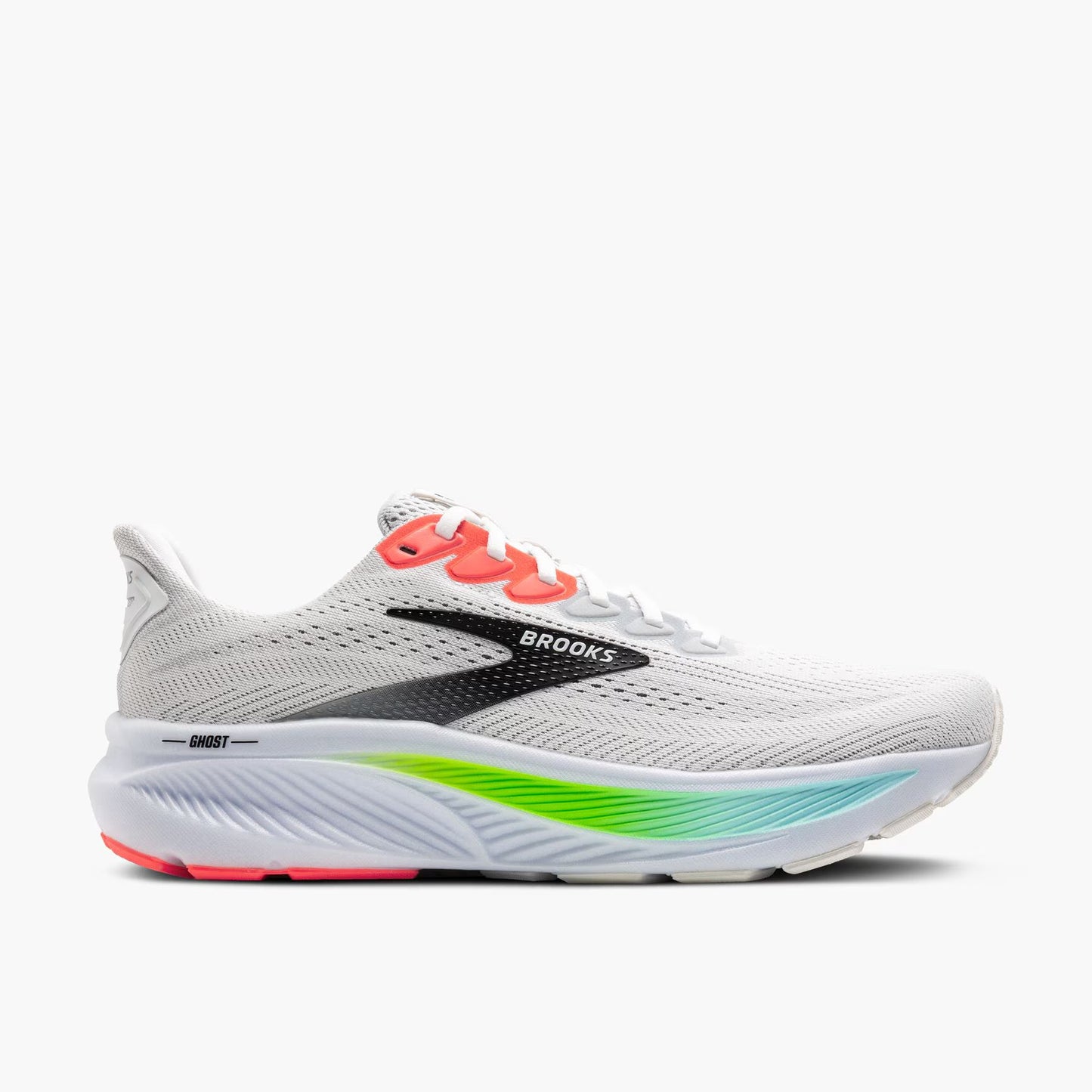 Brooks Men's Ghost 17 (Wide) - White/Pink Clay/Gecko
