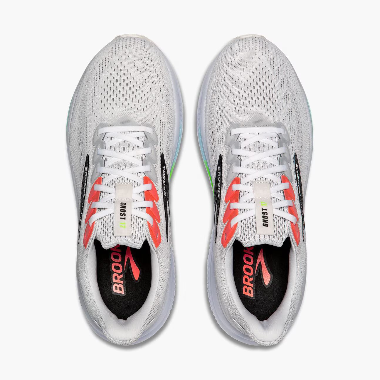 Brooks Men's Ghost 17 (Wide) - White/Pink Clay/Gecko