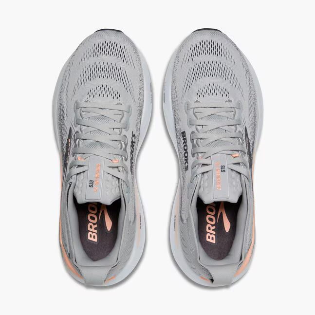 Brooks Women's Adrenaline GTS 25 - Grey/Blackened Pearl/Coral - Extra Wide (2E)