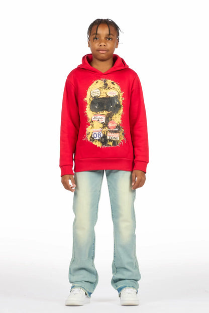 Boys Aylan Red Hoodie Stacked Jean Set