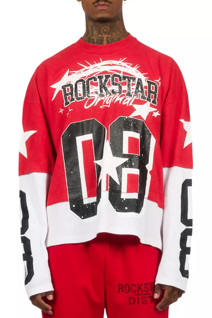 Allstar Red/White Boxy Crop Double Layer Tee