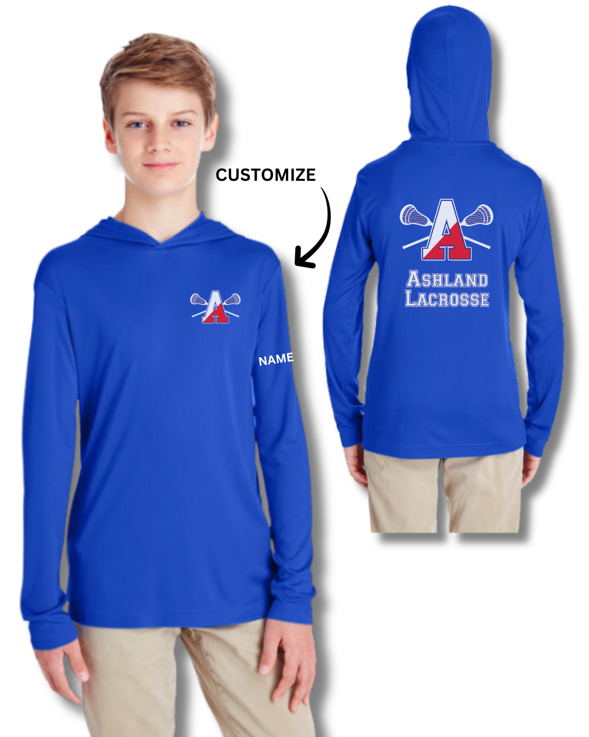 Ashland Youth Lacrosse Team 365 Youth Zone Performance Hooded T-Shirt (TT41Y)