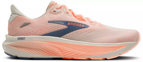 Brooks Women's Ghost 18 (Wide) - Star White/Cyber Peach/Grey