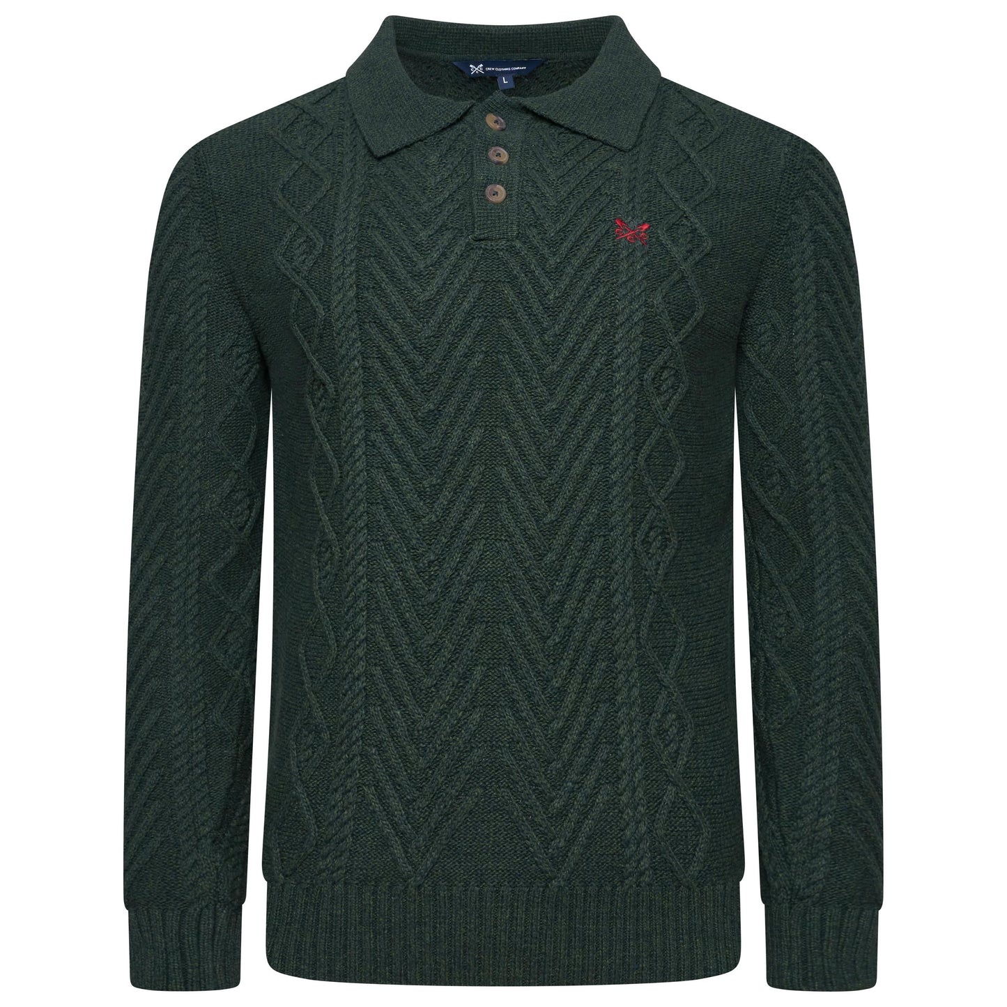 Crew Clothing Company Cable Knit Button Neck Jumper