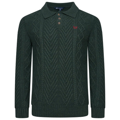 Crew Clothing Company Cable Knit Button Neck Jumper