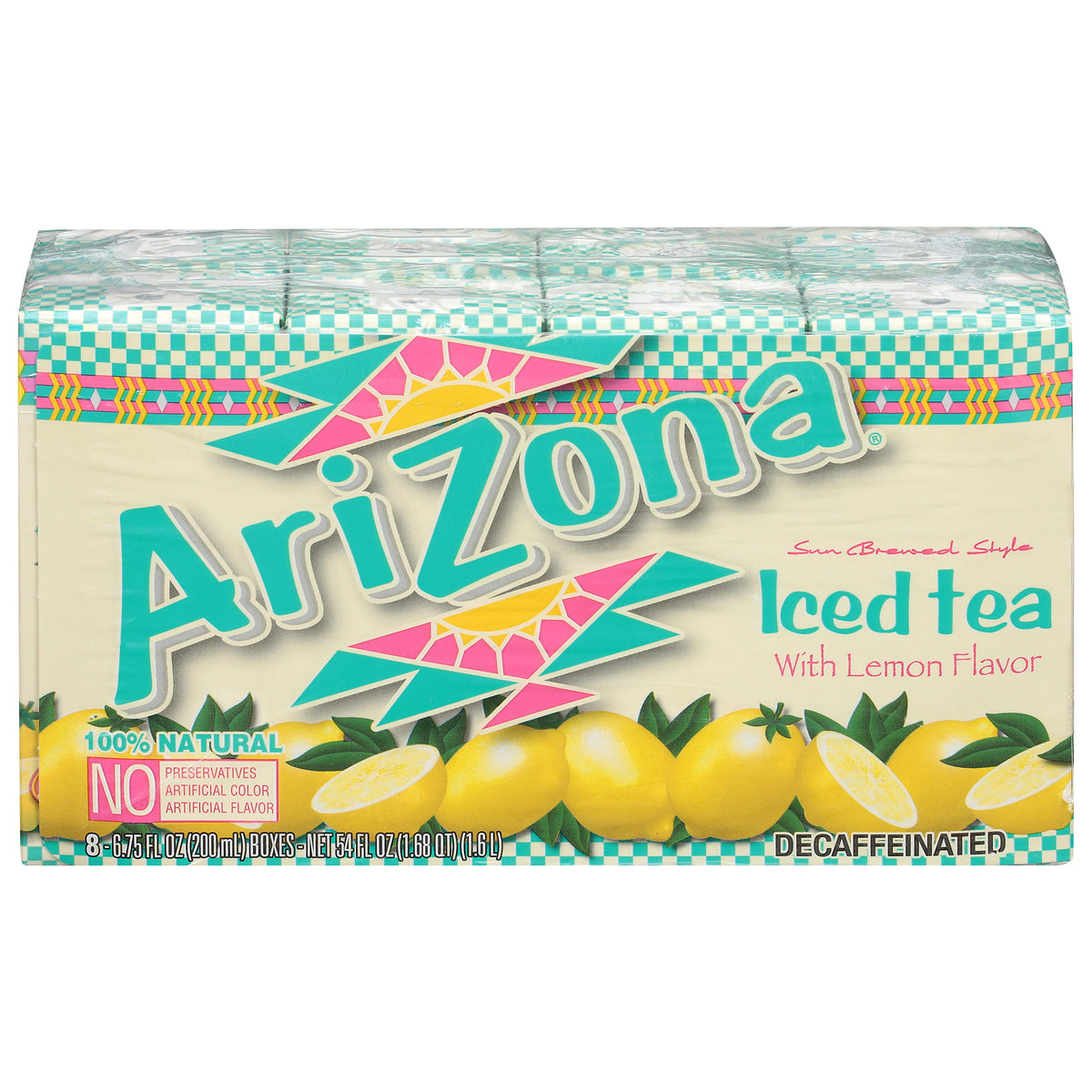 AriZona Decaffeinated Iced Tea with Lemon Flavor 8 - 6.75 fl oz Boxes - 4 Pack (32 Total)