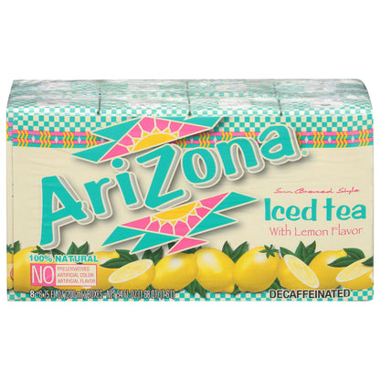 AriZona Decaffeinated Iced Tea with Lemon Flavor 8 - 6.75 fl oz Boxes - 4 Pack (32 Total)